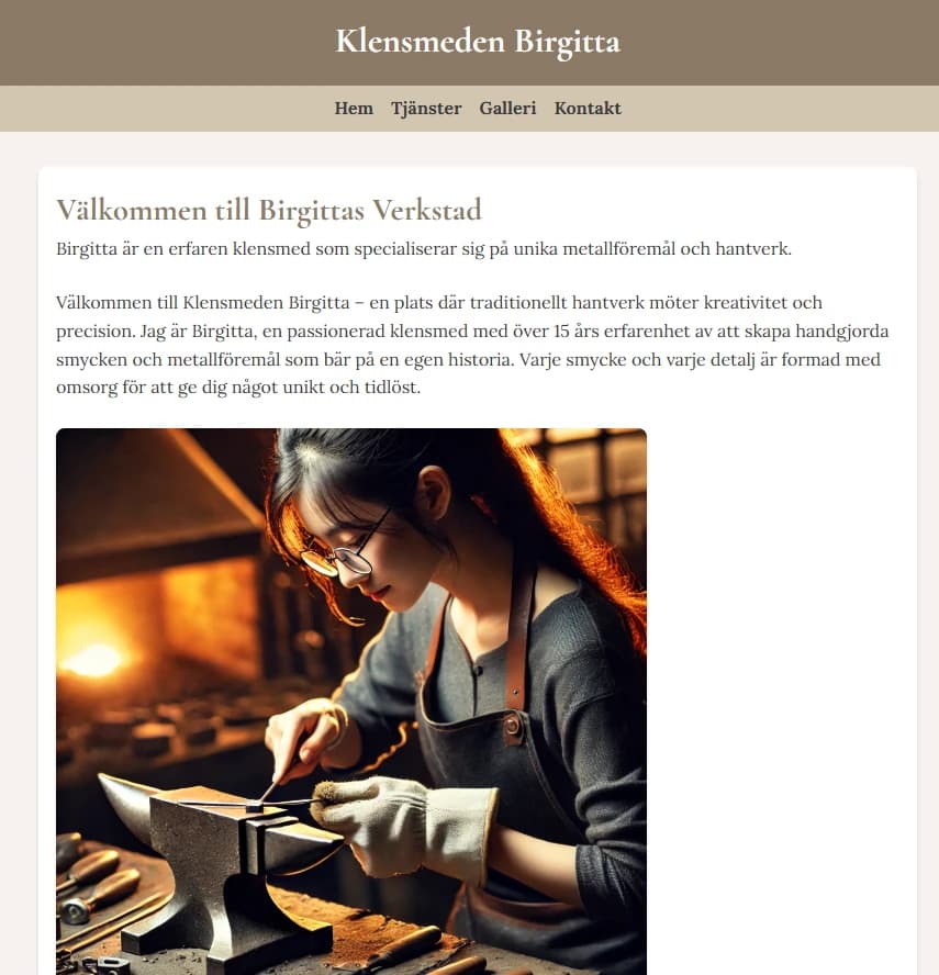 Klensmeden Birgitta – SEO-optimerad webbplats